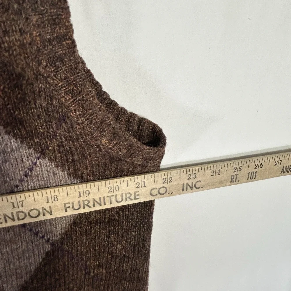 Vintage 80s 90s Cattivo Vest Brown Argyle Shetland Wool Sweater Men Large